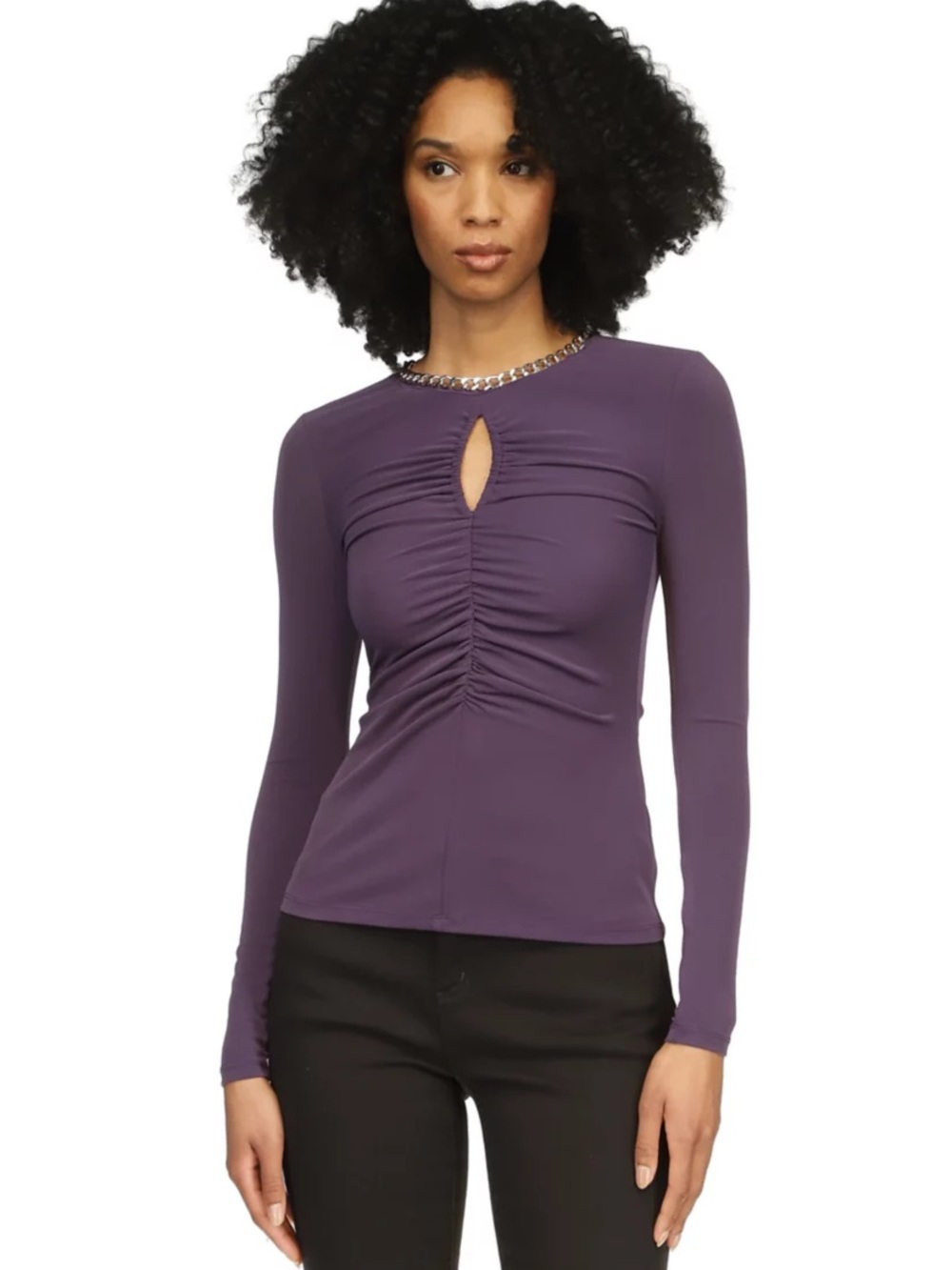 NWT MICHAEL Michael Kors Chain Neck Keyhole Cutout Blouse Size Small